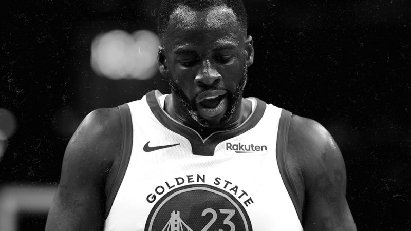 Draymond Green discute com repórter no Media Day do Warriors