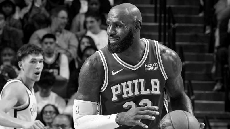 LeBron tentou um arremesso na estreia, e o Sixers perdeu