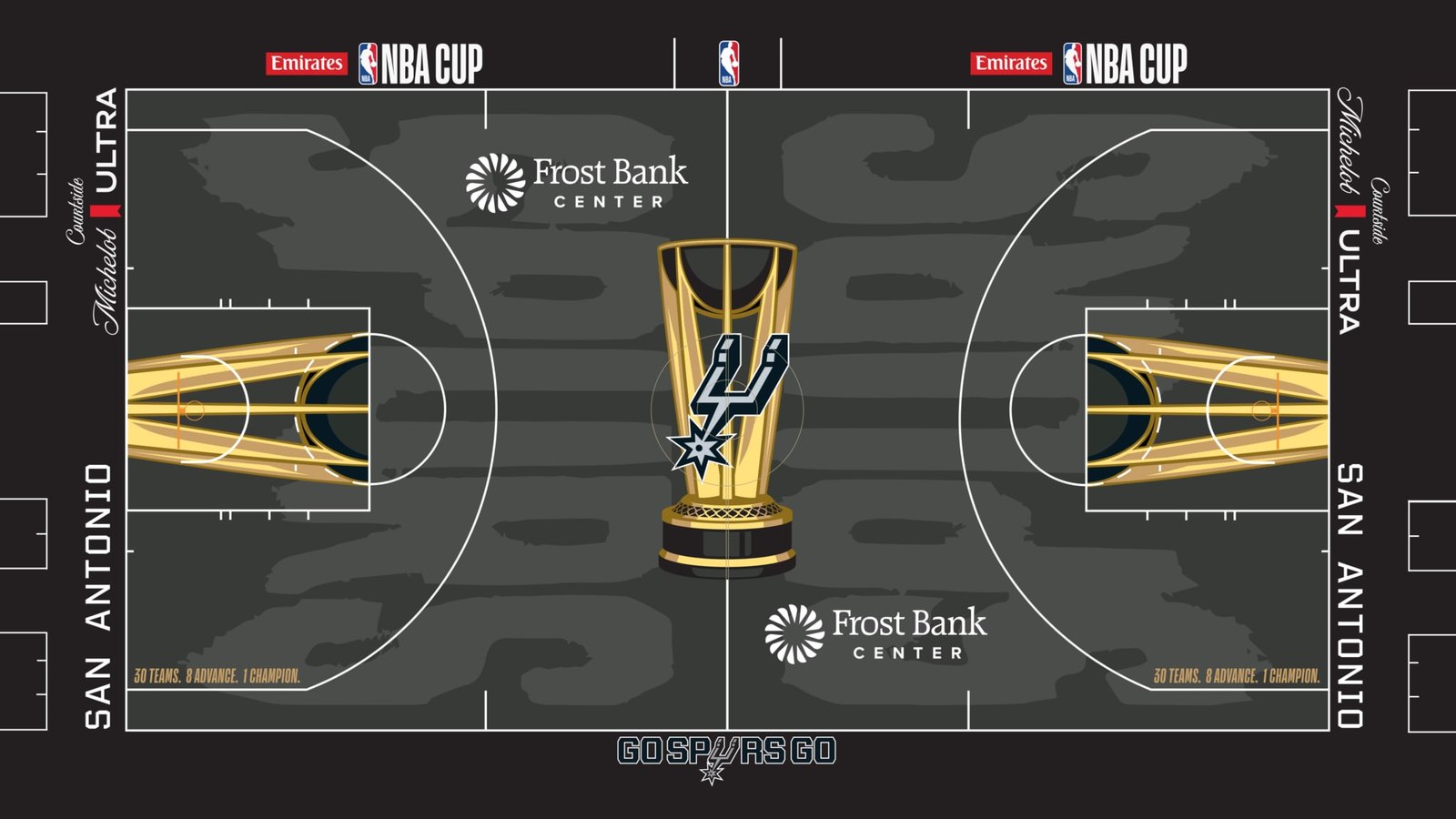Quadra grafite do Spurs para a NBA Cup 2026